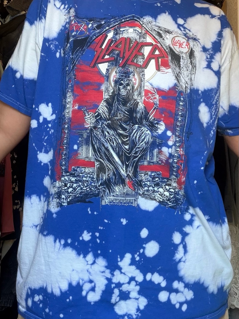 Graphic Tie-Dye Blue & White Slayer Band Tee